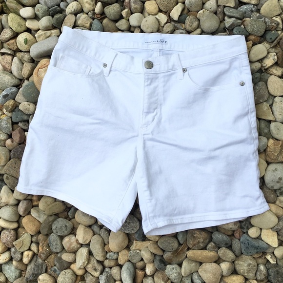 loft white denim shorts